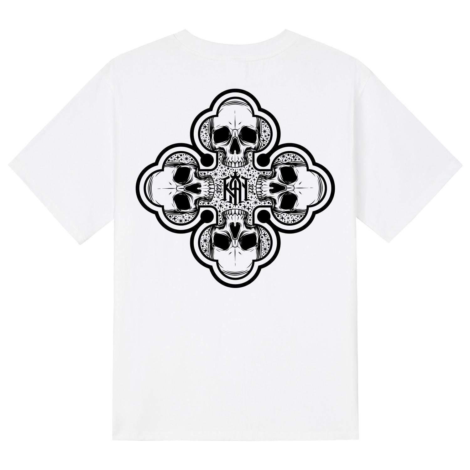 Khan 6312 Ktw0127 Skull Gang 322 Short Sleeve T-Shirt - White White/L