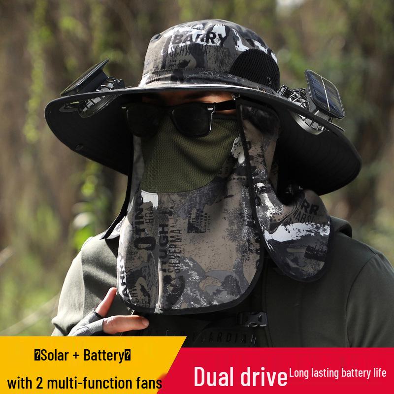 Men's Solar-Powered Cooling Hat with Detachable Fan for Outdoor Work