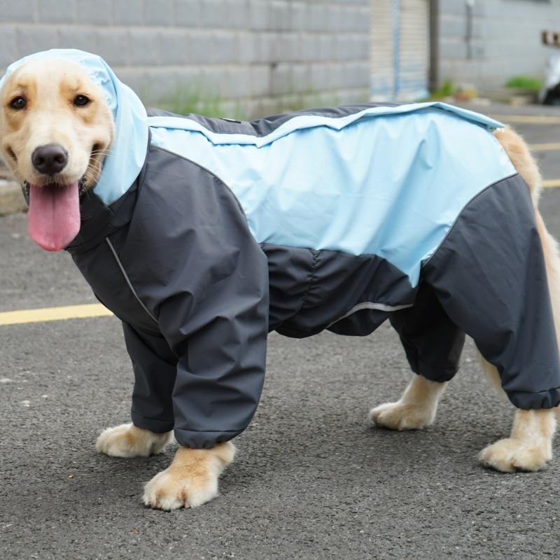 Dog Raincoat Full-Body Four-Legged Hooded Waterproof Rainwear for Golden Retrievers Labradors and Medium Large Dogs