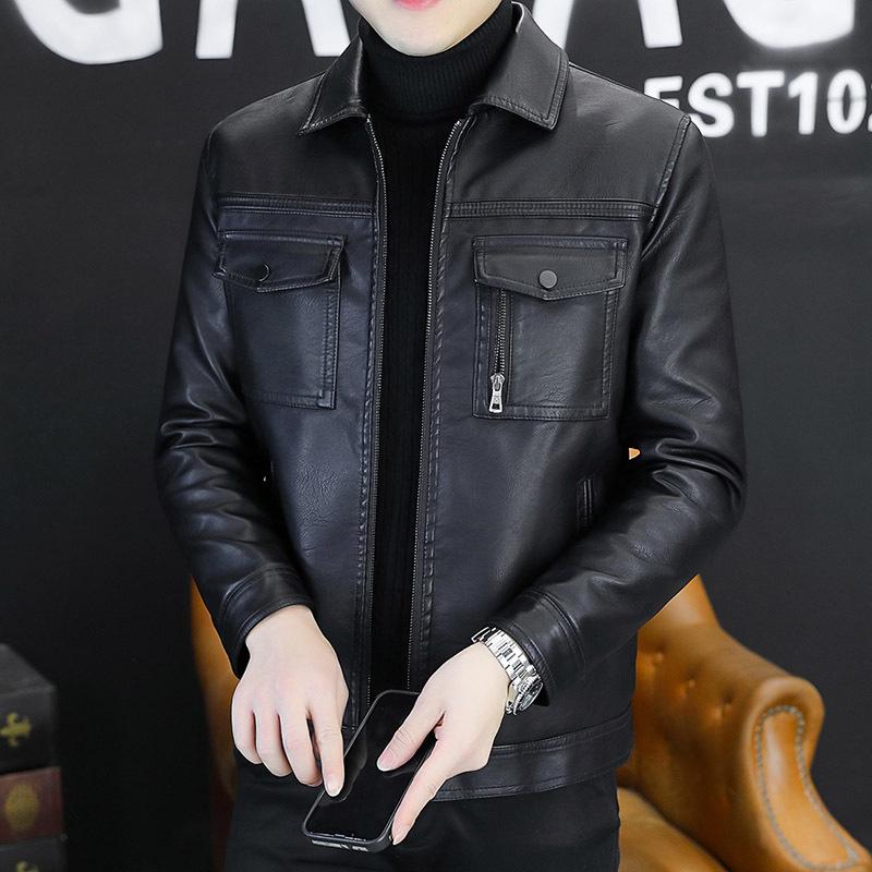 Men's leather jacket men's trend ruffian handsome locomotive autumn slim casual flight simulation leather jacket men