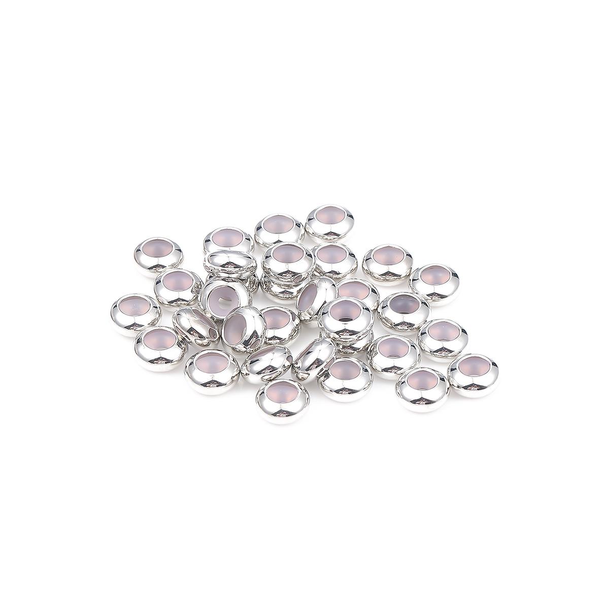 

10 шт. круглые бусины из нержавеющей стали, силиконовая резина, гладкая прокладка, фиксирующие стопорные бусины, подходят для браслета, ожерелья 8x4mm серебряный