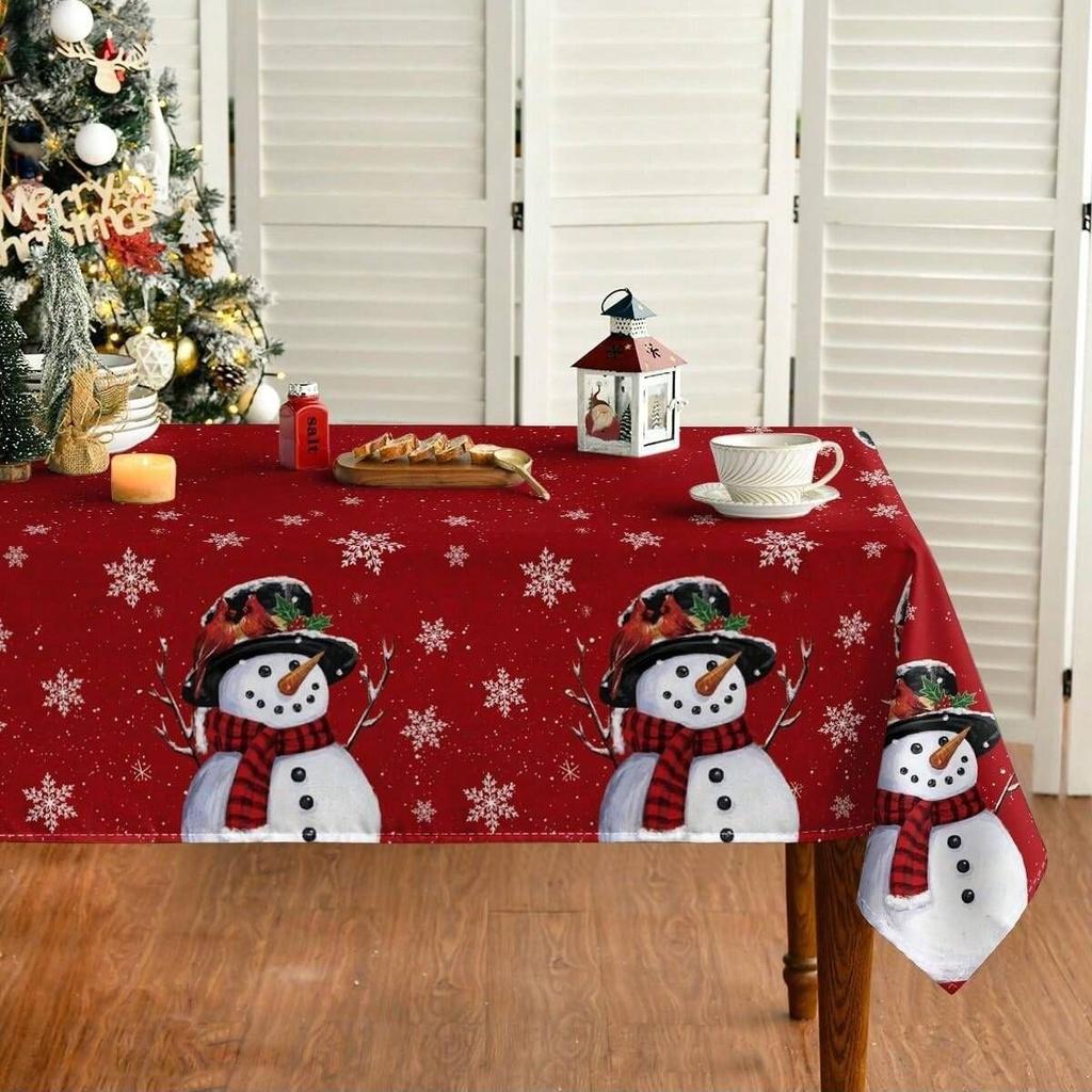 Waterproof Christmas Tablecloth Digital Print Kitchen Dining Table Decor Washable Holiday Home Decor