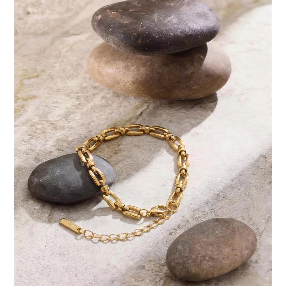 Yhpup Edelstahl Metallkette Hochwertiges Armband Armreif Mode Personalisiert Wasserdicht Handgelenkschmuck Bijoux für Damen