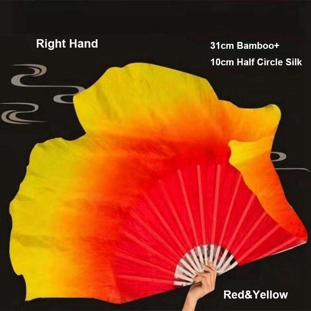 10cm Half Circle Silk Veil Chinese Short Bellydance Fan Hand Dye Adults Fan  Kid Women