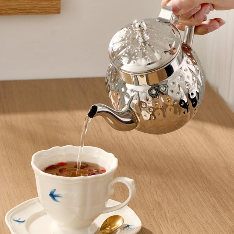 Elegant Electroplated Tea Pot Stainless Steel Teapot with Ergonomic Handle for Home Camping and Office Use