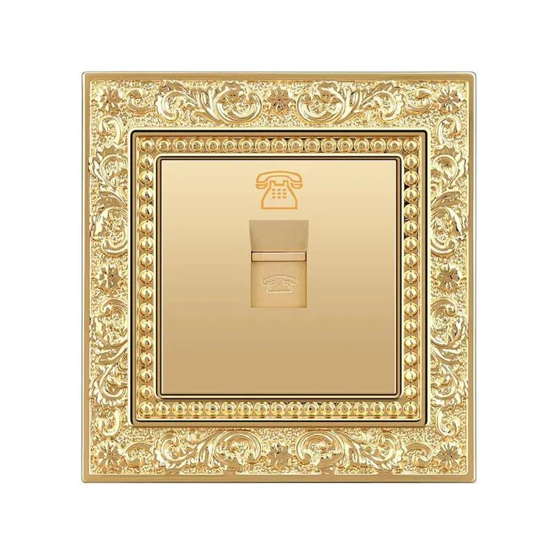 Luxury Vintage Push Button Switch 1/2/3/Gang 2Way,EU France Standard Copper Wall socket,Universal Light Home Switch Power Outlet