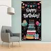 Birthday Door Cover Banner Colorful Cake Balloon Banner Party Decoration Hanging Backdrop for Kids Adults Birthday Celebration Entrance Photography