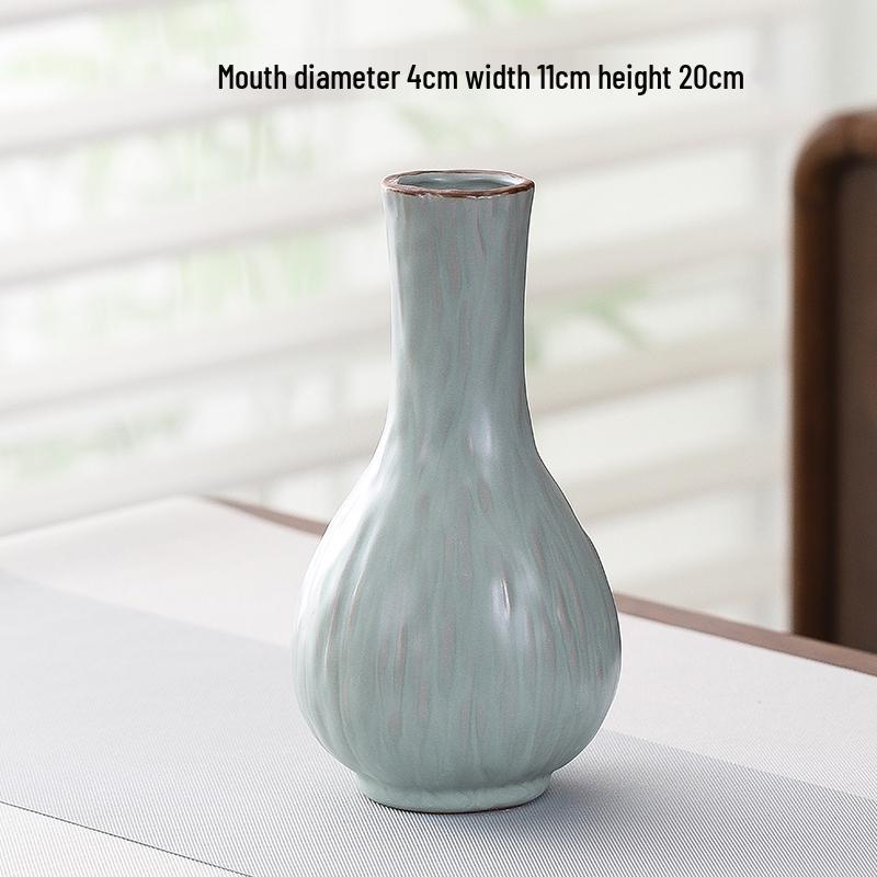 Elegant Celadon Vase: Classical Ru Kiln Ceramic for Hydroponic Flower Arrangements and Living Room Decor