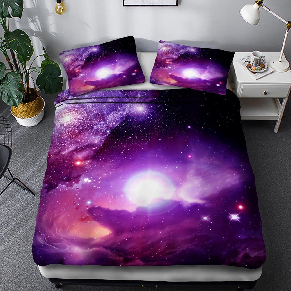 3D Digital Printing Space Star Ebay Three-piece Quilt Cover Pillowcase