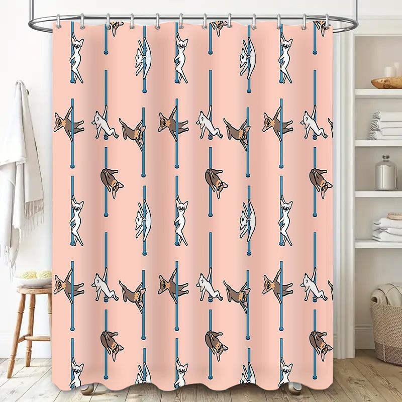 Cute Cat Shower Curtain Waterproof Bathroom Decor Farmhouse Style Animal Pattern Fabric Liner Vintage Washable Home Textile