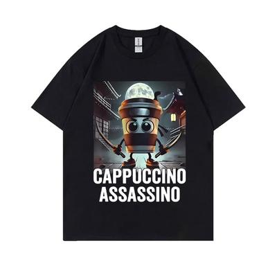Italian Brainrot Cappuccino Assasino Funny Meme T Shirts Male Fashion Vintage T-shirt Men Women Casual Humor Oversized T Shirts