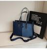 Fashion Color-blocking Tote Large Bag Women's 2025 New Casual Denim Commuter Bag Large-capacity Versatile Crossbody Bag