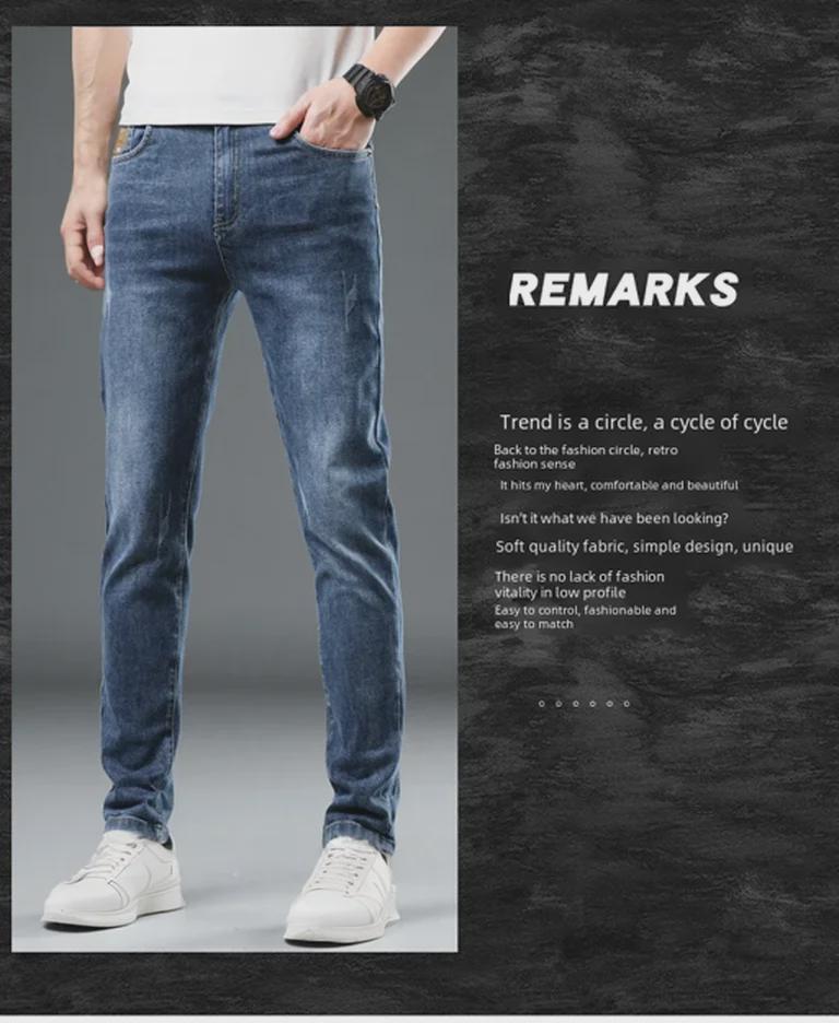 Xintang Men's Trendy Letter Print Slim Straight Jeans - All-Season Casual Style