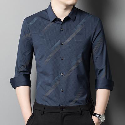 Fashion Striped Long Sleeve Men Shirt Casual Non Iron Wrinkle Free