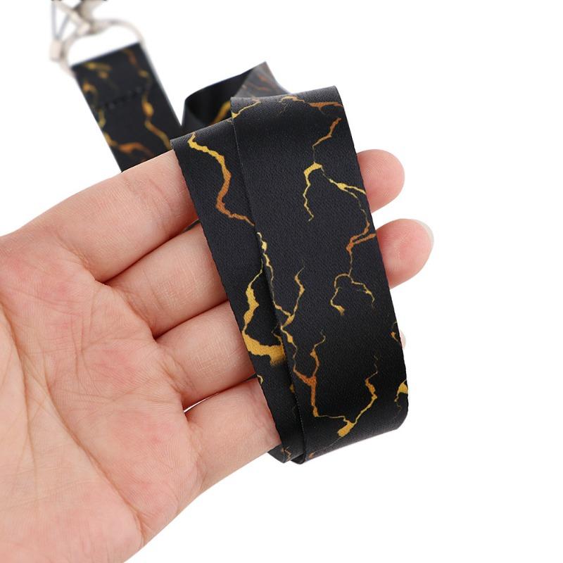 Marble Pattern Horizontal Creative Lanyard Card Holder Student Hanging Neck Phone Lanyard Badge Card Holder Accessories