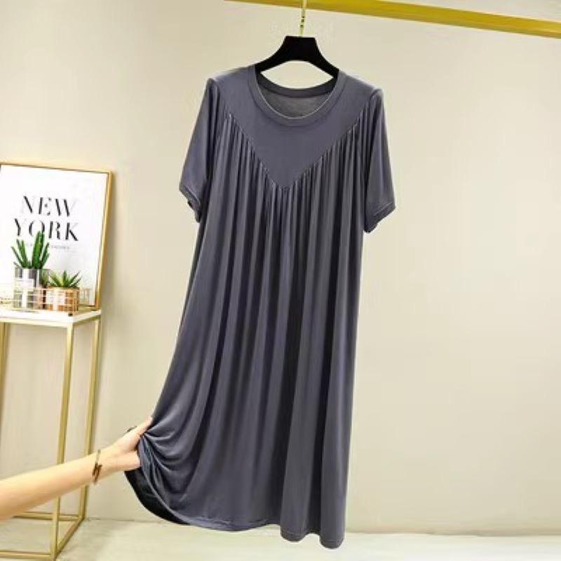 Women Dress Pullover Lady Night Robe Short Sleeves Stylish Sleepwear Women Night Dress