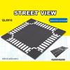 Street Scene 25x25CM Road Baseplate with Small Pegs - Single-Sided Race Track, Straight & Curved