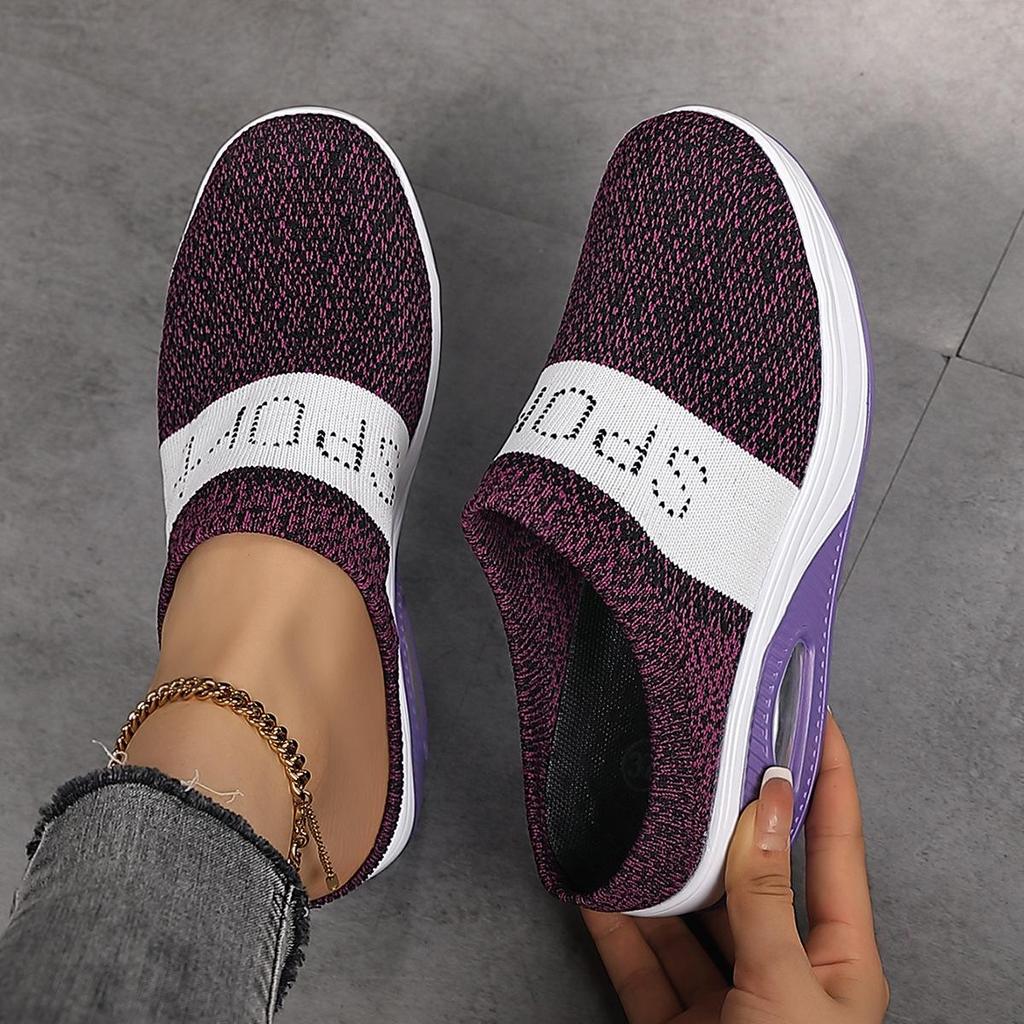 Women Spring Breathable Outdoor Mesh Casual Shoe Fly Weaving Oversized Thick Bottom Low Help Single Shoes 36-42