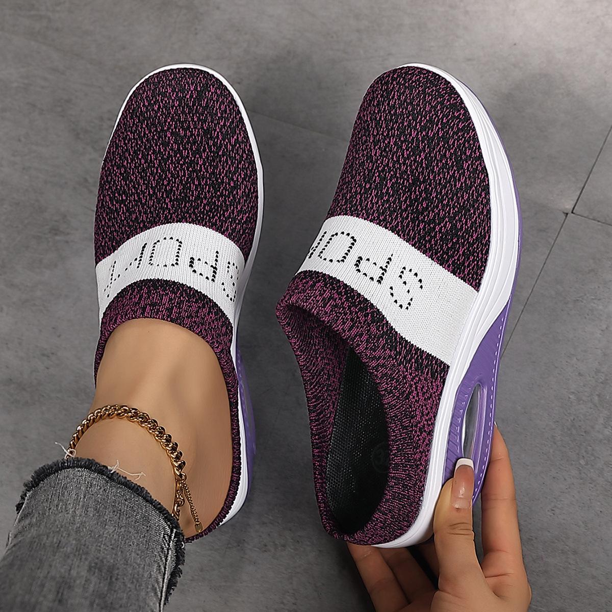 Женская весенняя дышащая уличная сетчатая повседневная обувь с плетением мушек большого — фото 7