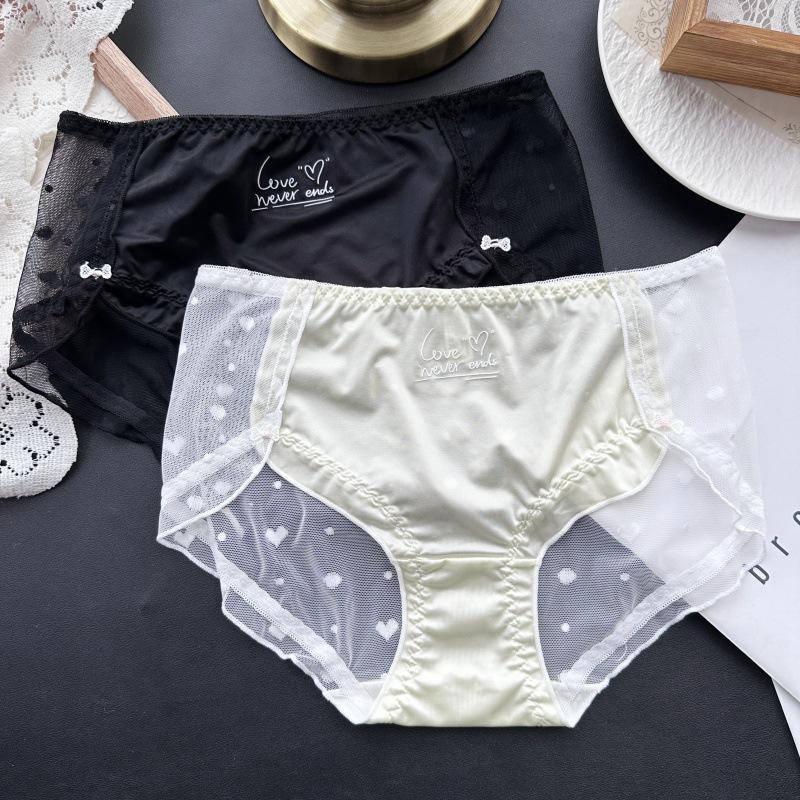 Ladies Spring and Summer Sexy and Cute Mesh Ice Silk Print Low Rise Panties