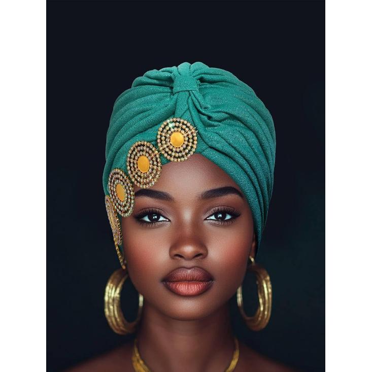 Headwrap Hair Turbans African Turban Flower Pearl Crystal Twisted Head Turban for Women Fashion