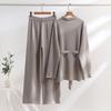 Fashionable Simple Comfortable Two-piece Suit Solid Color Loose Top High-waist Wide-leg Pants Set