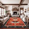 RAKKS Moroccan Red Area Rug with Non-Slip Backing, Ideal for Living Room, Dining Room, Bedroom - Vintage, Easy Clean, Durable,