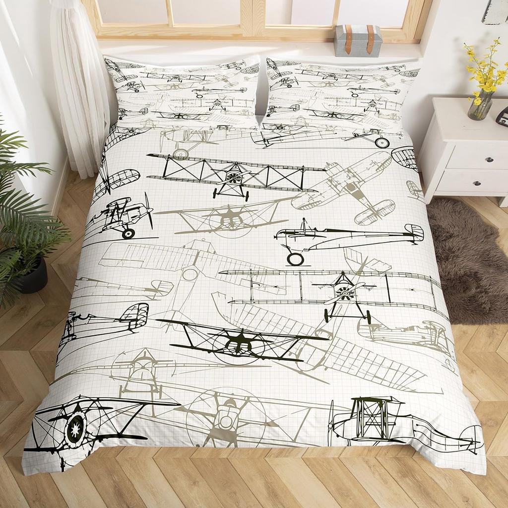 Letadlo Povlak na přikrývku Kreslený Letadlo Povlečení Americký Letadlo Potah na přikrývku Cloud Air Blue Sky, Červený Modrý Roztomilý Povlak na přikrývku