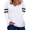 Women's Casual V Neck Pullover Long Sleeve Striped Colorblock  Oversized Shirts