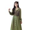 Autumn Retro Plaid Suit Lapel Fake Two-piece Long-sleeved Dress Femininity Hong Kong Style High Waist A Word Medium and Long Dress