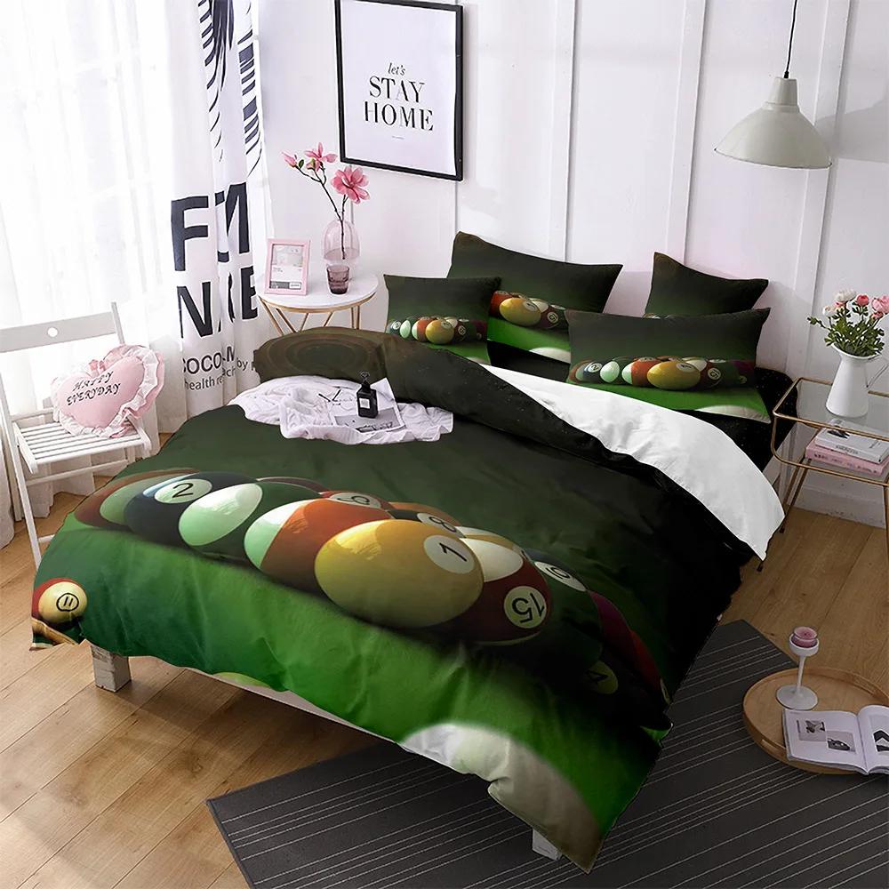 Billiards Duvet Cover Black 8 Ball with Fire Sports Games Theme Billiard Ball Bedding for Boys Girls Teens Bedroom Decorations
