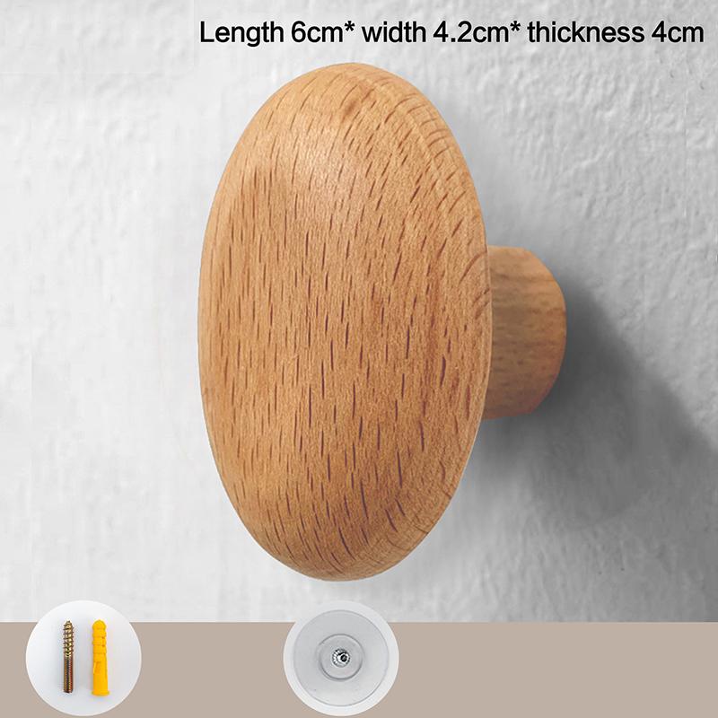 Ручка из массива дерева Крючок для одежды Крючок для пальто Настенный крючок Бесшумный Дверной вешалка для одежды Форма гальки Дверца шкафа