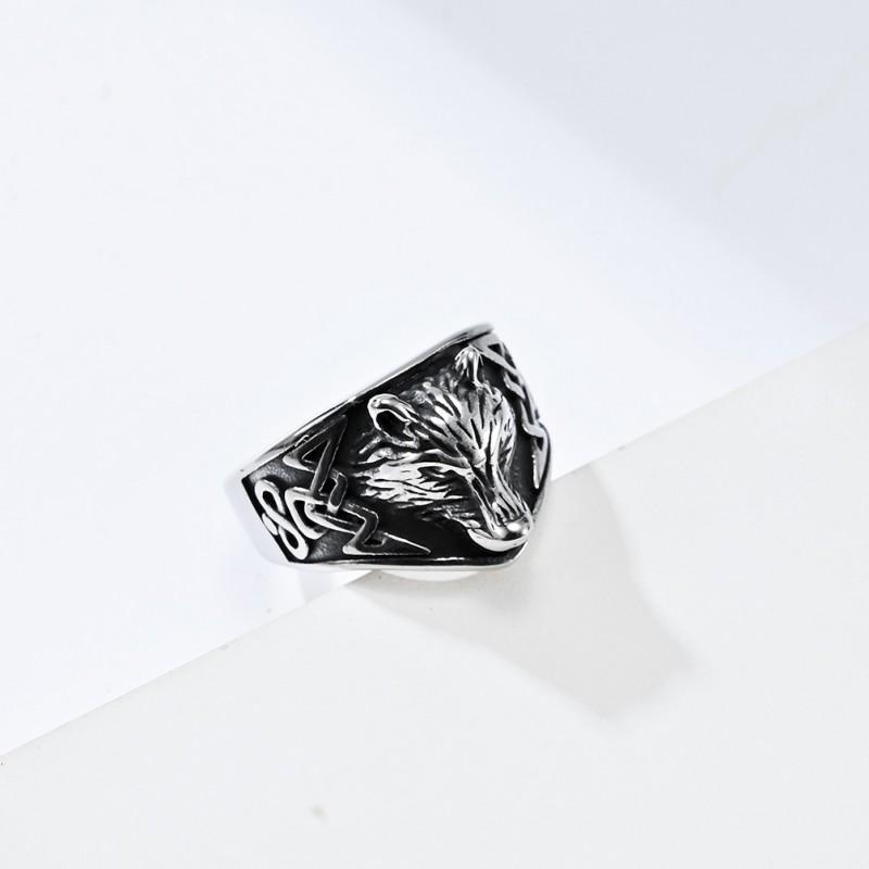 Celtic Wolf Ring Men Women Adjustable Open Band Vintage Nordic Retro Animal Jewelry