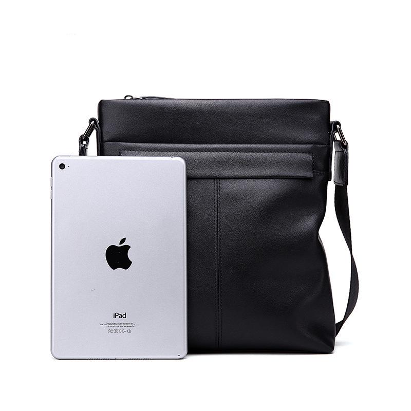 Shihua Eden Men's Genuine Leather Vertical Shoulder Messenger Bag - Trendy Korean Business Casual Backpack