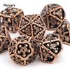 7 Pcs Coppery Skull Head Metal Dice Hollow Metal Polyhedral Dice Set Suitable for Role-Playing RPG  Board Game Card Game