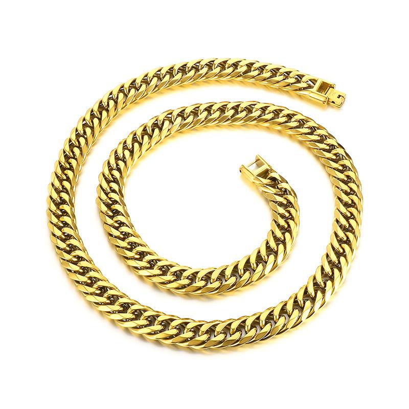 Trend Smycken Spänne Smycken, Hip Hop Stil 12Mm Kantad Kryptering Dubbelvävd Denim Kedja Titanstål Herrhalsband