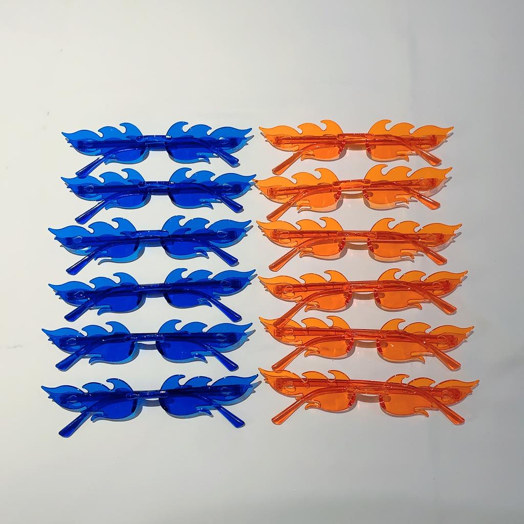 12 Pairs Per Set Flame Shaped Sunglasses New Fashion Rimless Candy Color Party Shades Trendy Design Colorful Sun Glasses