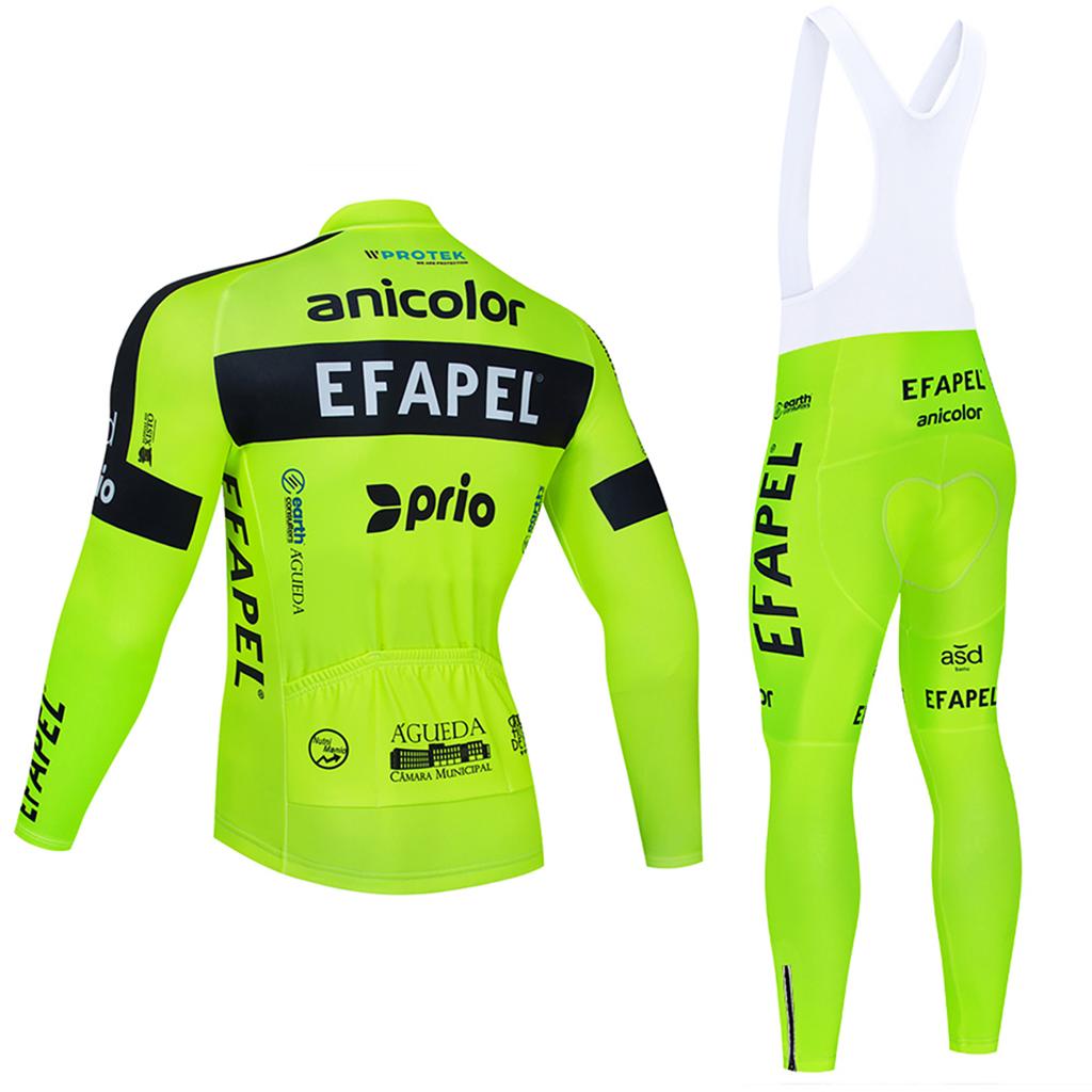 Maglia Ciclismo Giallo Fluo EFAPEL Giacca Bici Maillot Pantaloni Set UAE Inverno 2025 Abbigliamento Ciclismo Pile Termico Abbigliamento Bicicletta