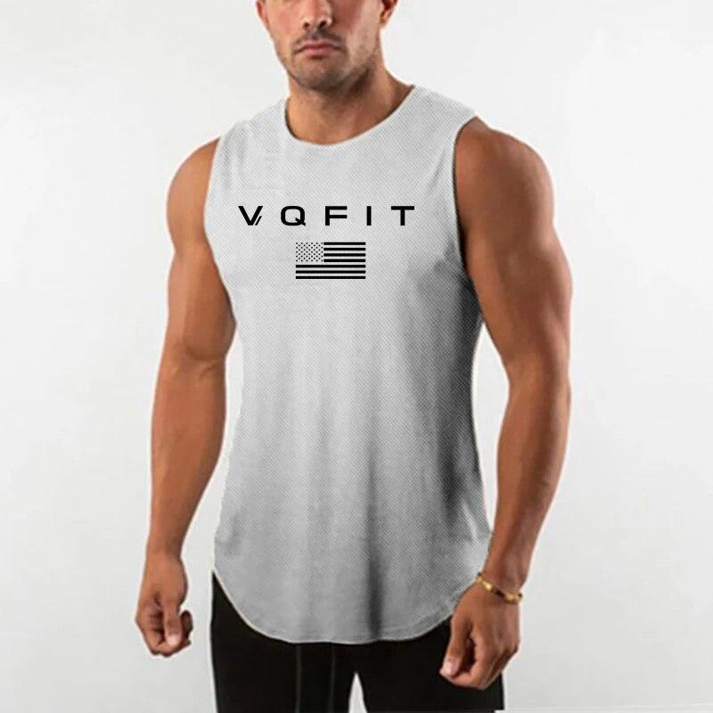 Do The Work New Brand Summer Printed O-neck Bodybuilding Fitness Sweat-absorbing Men's Breathable Mesh Tank Top