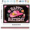 2D Retro Western Cowboy Themed Happy Birthday Backdrop for Kids & Teens Photoshoot