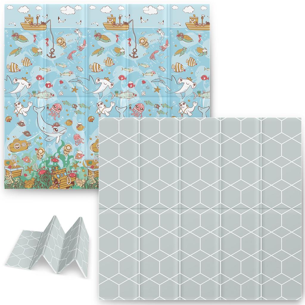 Foldable educational foam mat 200 x 180 x 1 cm Nukido NK-340 ocean
