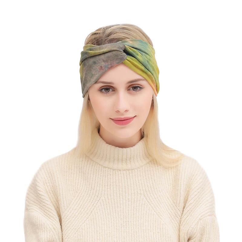 Retro Korsknuten Dam Flickor Elastisk Yoga Turban Knuten Hårband Sport Huvudband Bredt Huvudband
