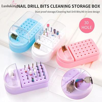 30 delik Nail Art matkap uçları saklama kutusu freze kesicisi gösteren raf tırnak araçları tutucu ekran elektrikli matkap uçları organizatör