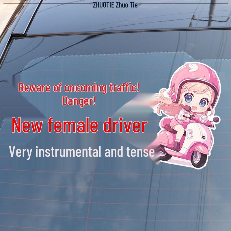 Nervous New Female Driver Creative Car Sticker for Rear Window