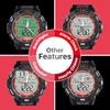 No-brand Men's 100m Water Resistant Multifunction Sports Watch with Stopwatch, Calendar, Dual Time, and 12- or 24-Hour Display