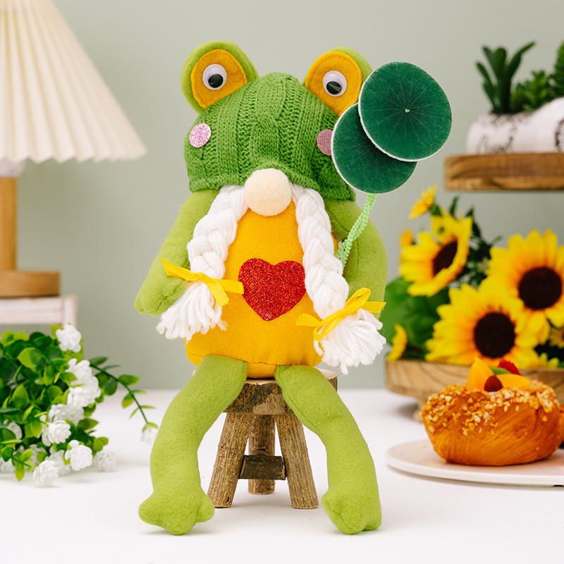 Green Playful Frog Gnome Ornaments For Spring Themed Decor Cute And Design Fun