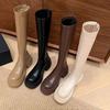 Elastic and thin, thin boots, new thick-soled heightening, small long boots, women's fat mm but knee knight boots