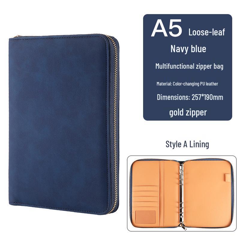 Custom Business Notebook with Zipper Bag - Multifunctional A6/B5 Notepad & Manager Folder