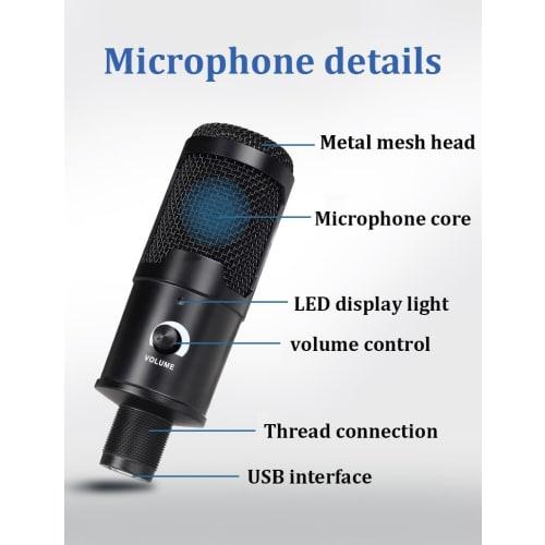 MICVISTA USB Microphone ? Metal Condenser Recording ? Microphone Tripod ? For Laptop Mac or Windows ? Cardioid Studio Recording Vocals, Voice-Overs, S