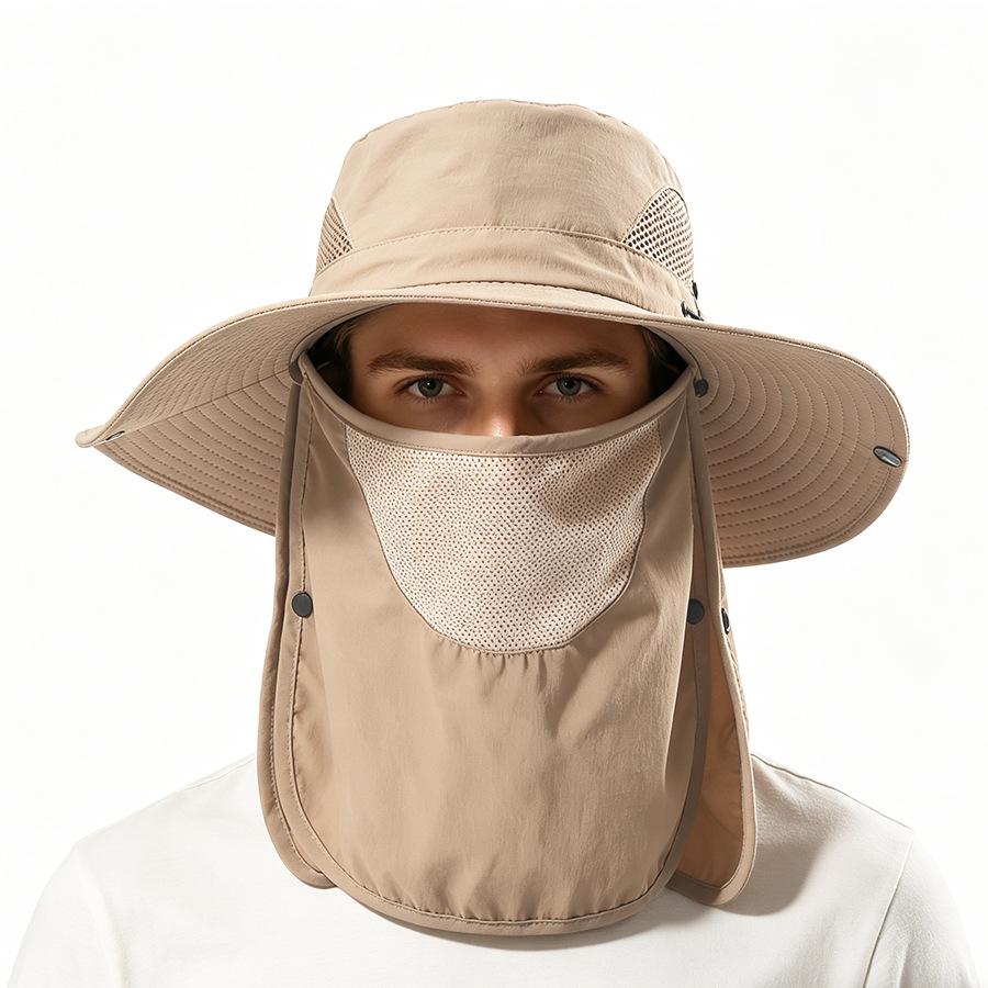 Outdoor sunscreen cap men's new summer sunshade face protection shawl removable big eaves neck protection mountaineering fisherman hat